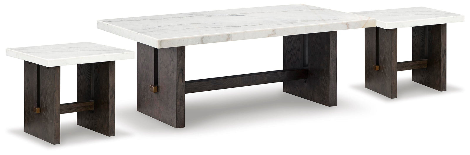 Burkhaus Coffee Table and 2 Ends - White/Dark Brown (T779-SI) - Image 2