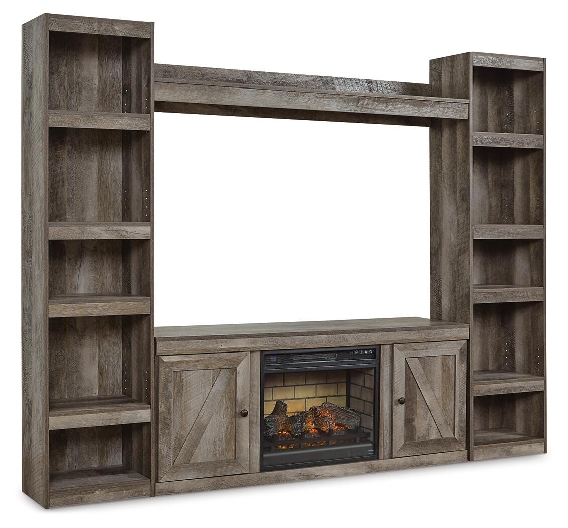 Wynnlow 4-Piece Entertainment Center with Electric Fireplace (EW0440-SI)