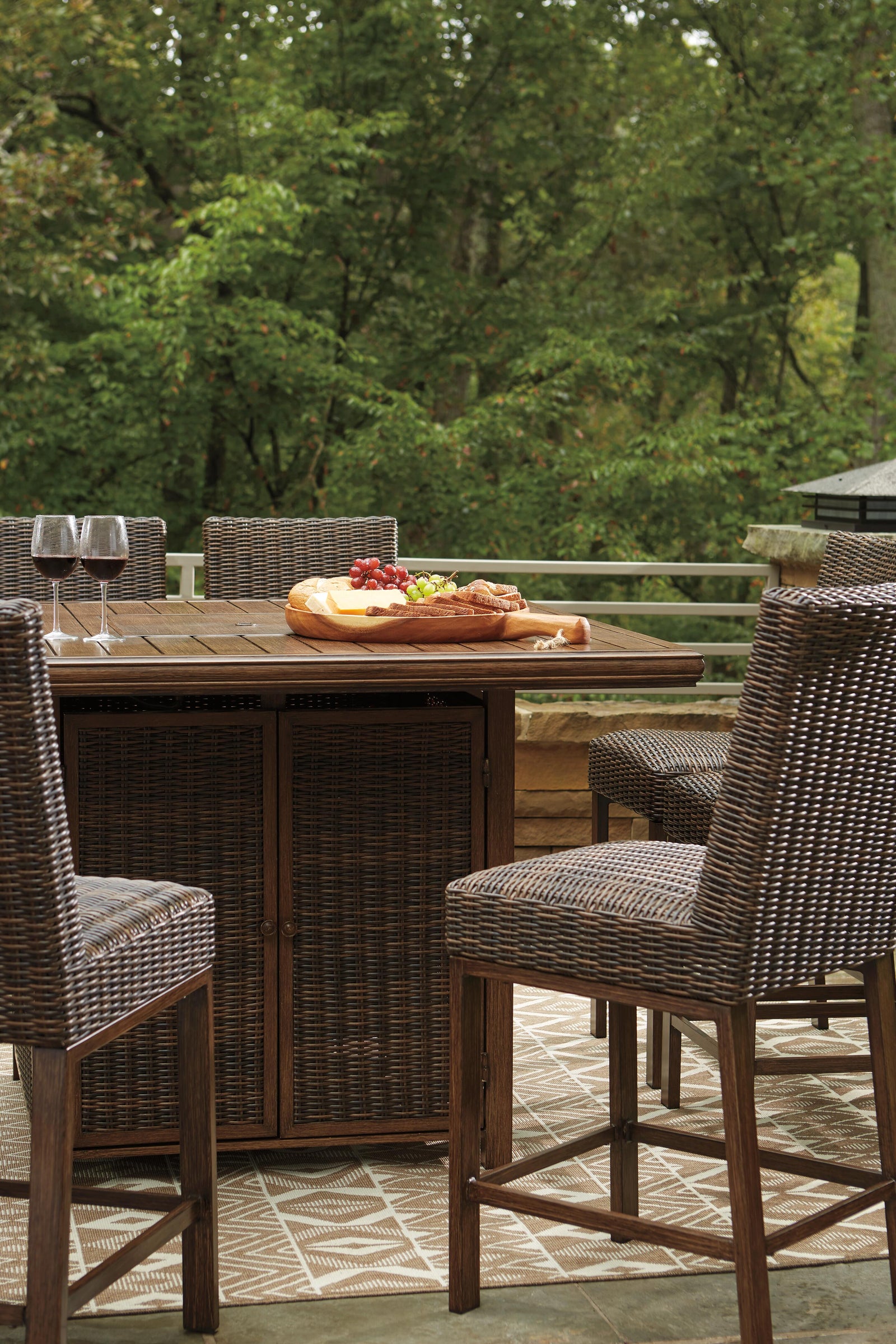Paradise Trail Outdoor Counter Height Dining Table with 6 Barstools (P750-SI) - Image 9