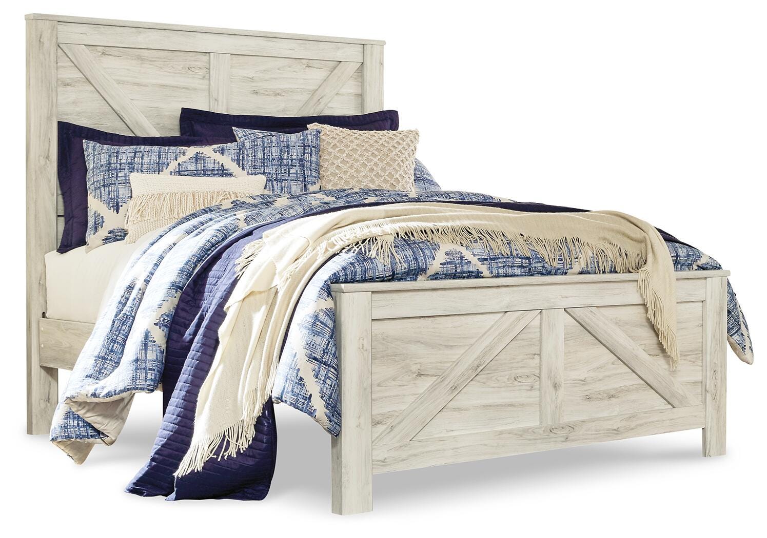 Bellaby Crossbuck Panel Bed and 2 Nightstands - Whitewash (B331-SI) - Image 2