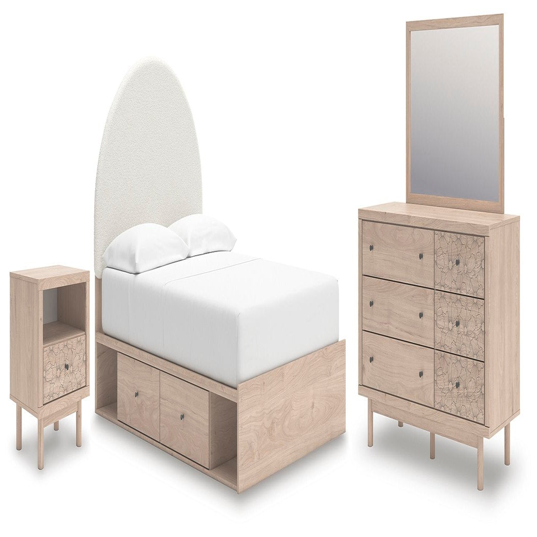 Arloster Full Panel Storage Bed, Dresser, Mirror and Nightstand (PCB1566-SI)