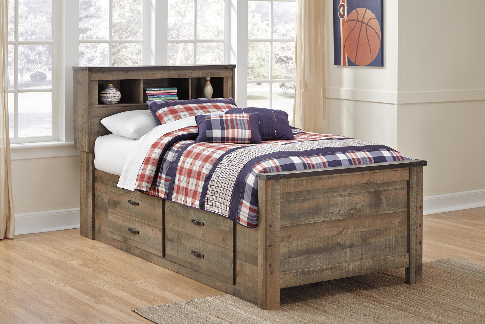 Trinell Bookcase Bed, Dresser and 2 Nightstands (B446-SI) - Image 9