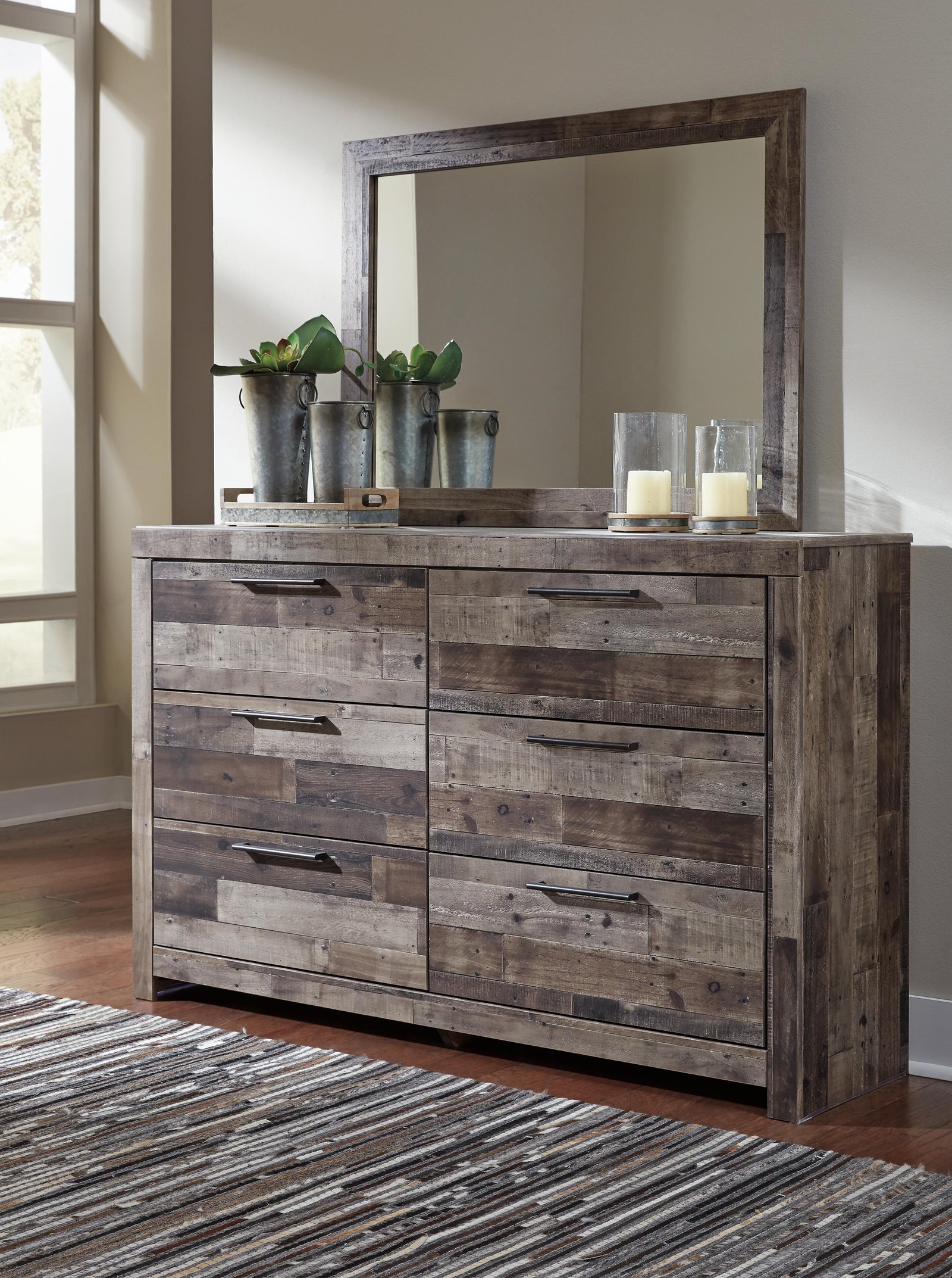Derekson Panel Bed, Dresser and Mirror (B200-SI) - Image 6