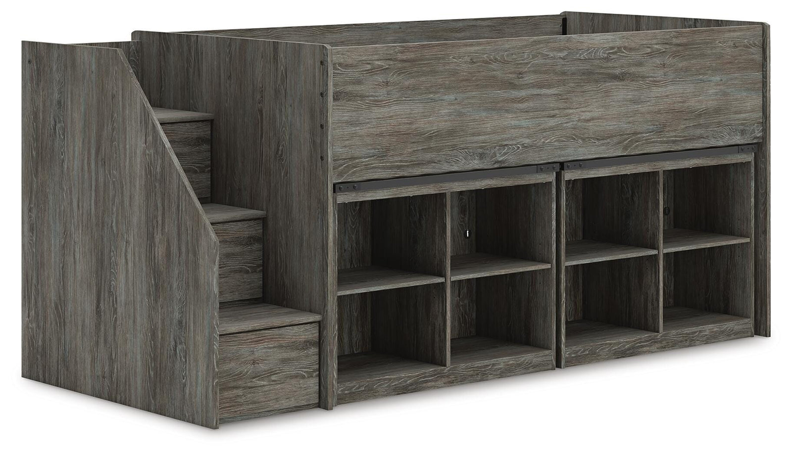 Frandern Loft Bed with Bookcase Storage (Youth) - Warm Gray (B4480-SI) - Image 3