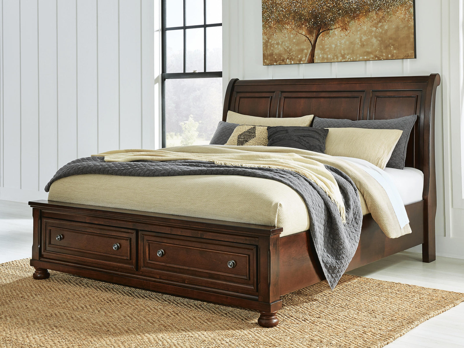 Porter Sleigh Storage Bed - Rustic Brown (B697-SI) - Image 2