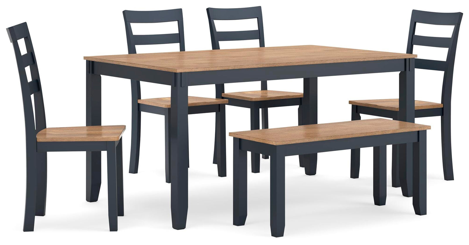 Gesthaven Dining Table with 4 Chairs and Bench (Set of 6) (D399-SI)