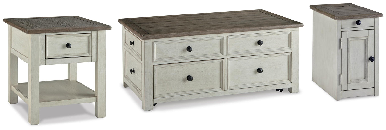 Bolanburg Coffee Table with End Table and Chairside End Table - Two-tone (T637-SI)