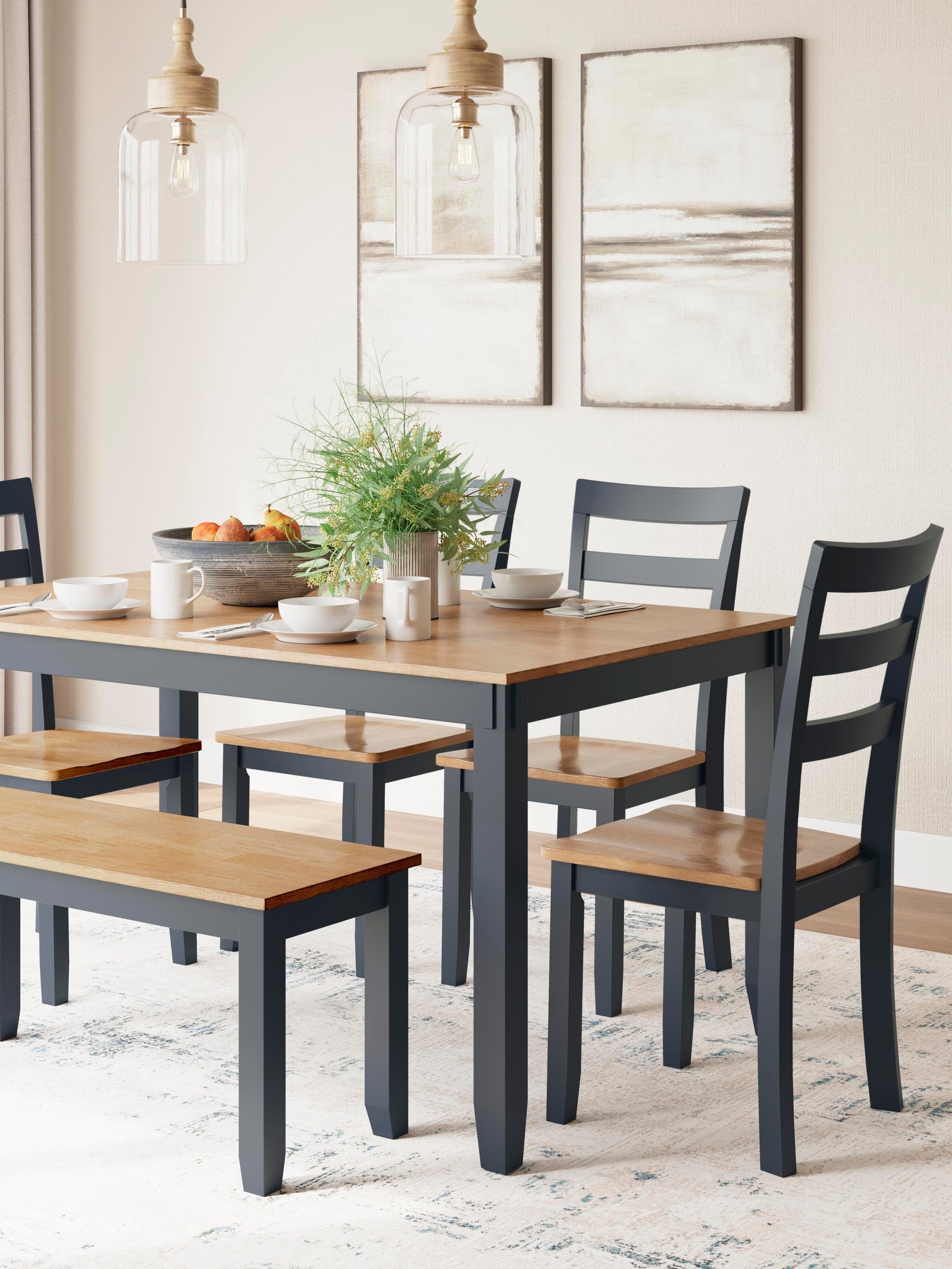 Gesthaven Dining Table with 4 Chairs and Bench (Set of 6) (D399-SI) - Image 4