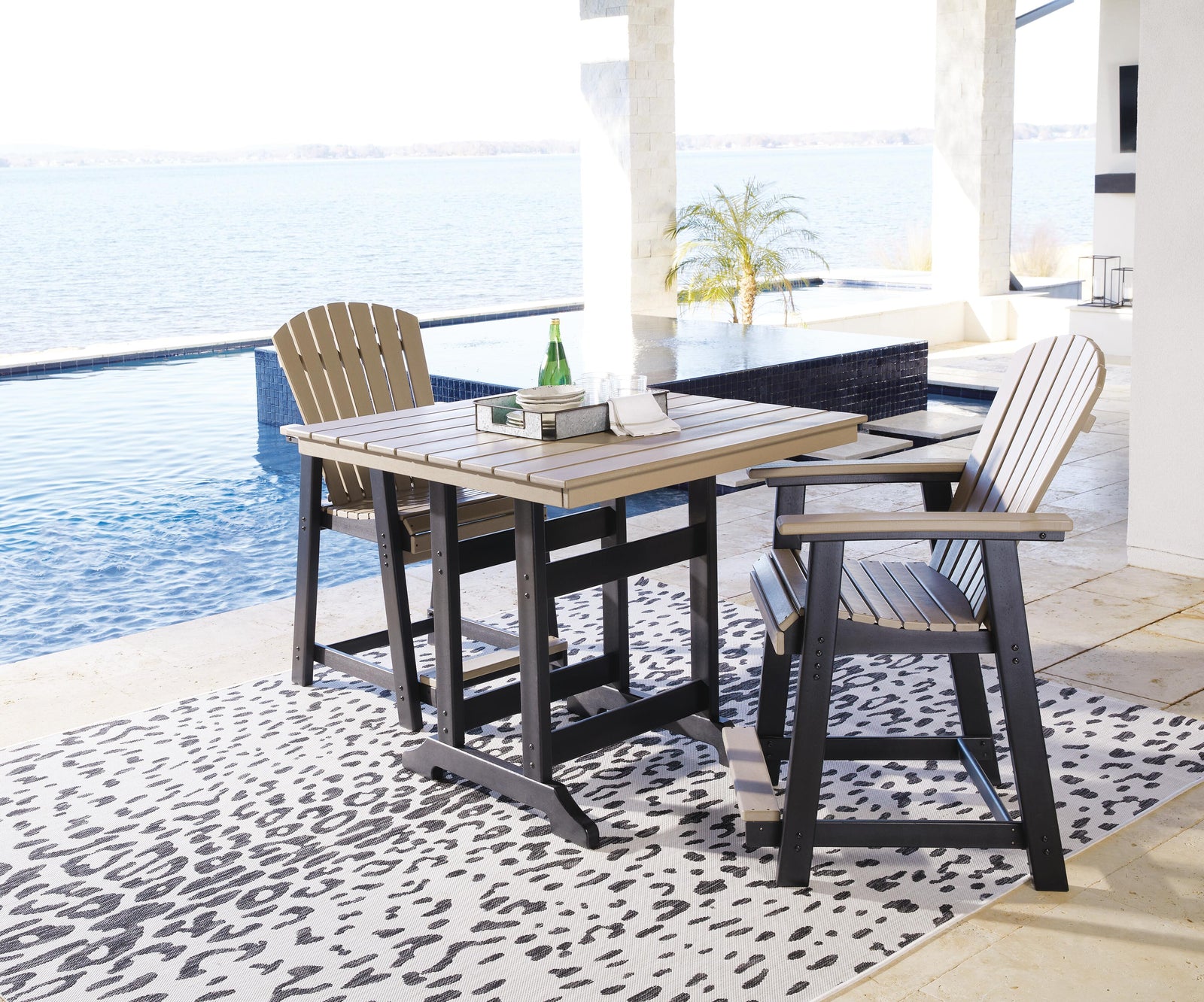 Fairen Trail Outdoor Counter Height Dining Table with 2 Barstools (P211-SI) - Image 5