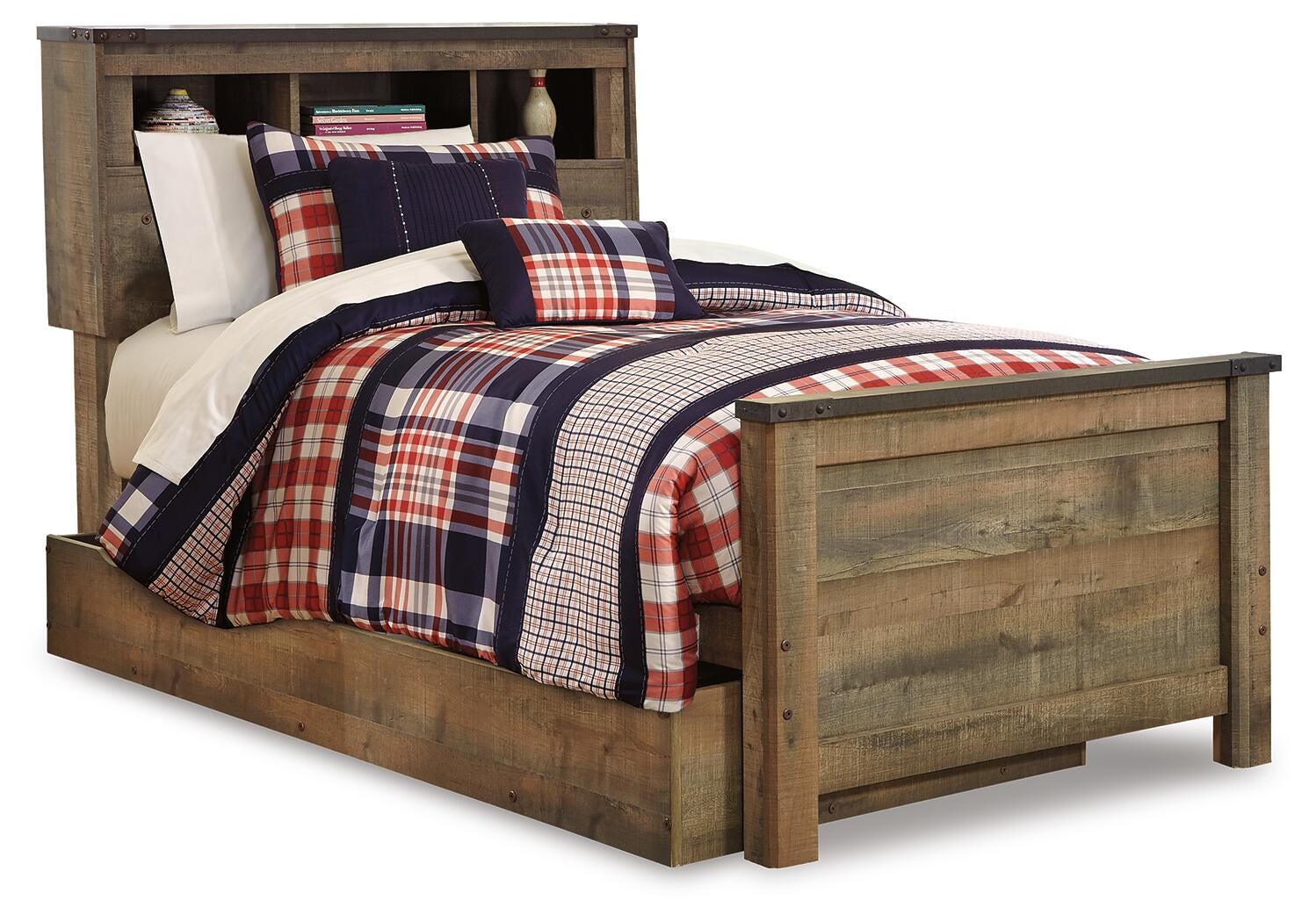 Trinell Bookcase Bed with 1 Large Storage Drawer (Youth) - Brown (B446-SI)