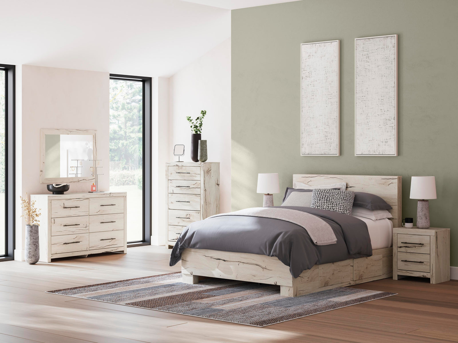 Lawroy Panel Bed with Storage, Dresser and Mirror - Light Natural (B2310-SI) - Image 14