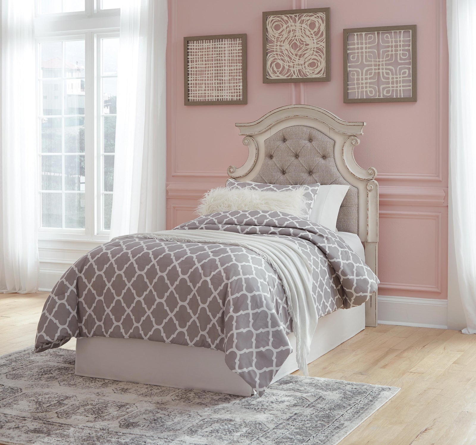 Realyn Upholstered Panel Headboard (Youth) - Chipped White (B743-SI) - Image 8