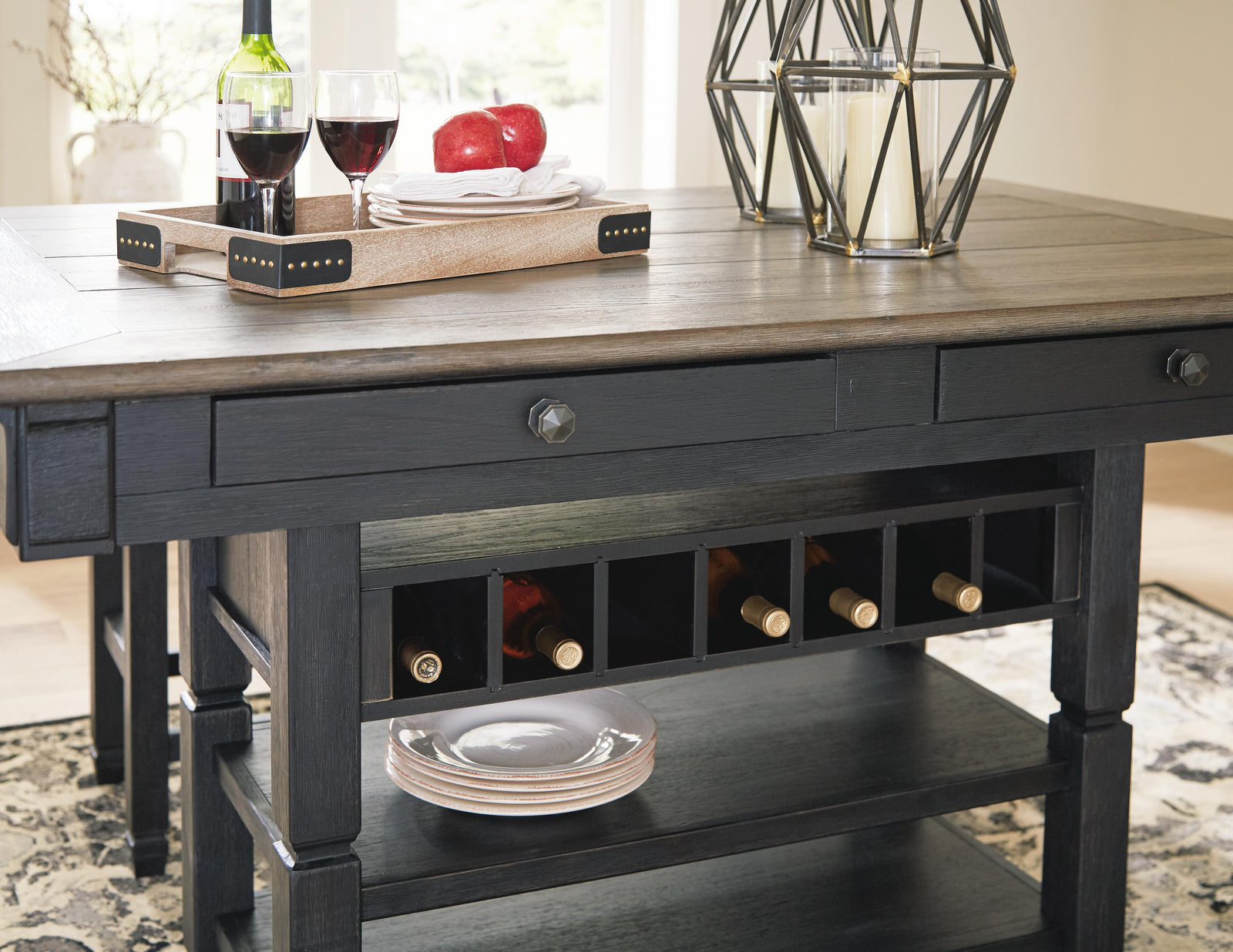 Tyler Creek Counter Height Dining Table and 4 Barstools and Bench (D736-SI) - Image 9
