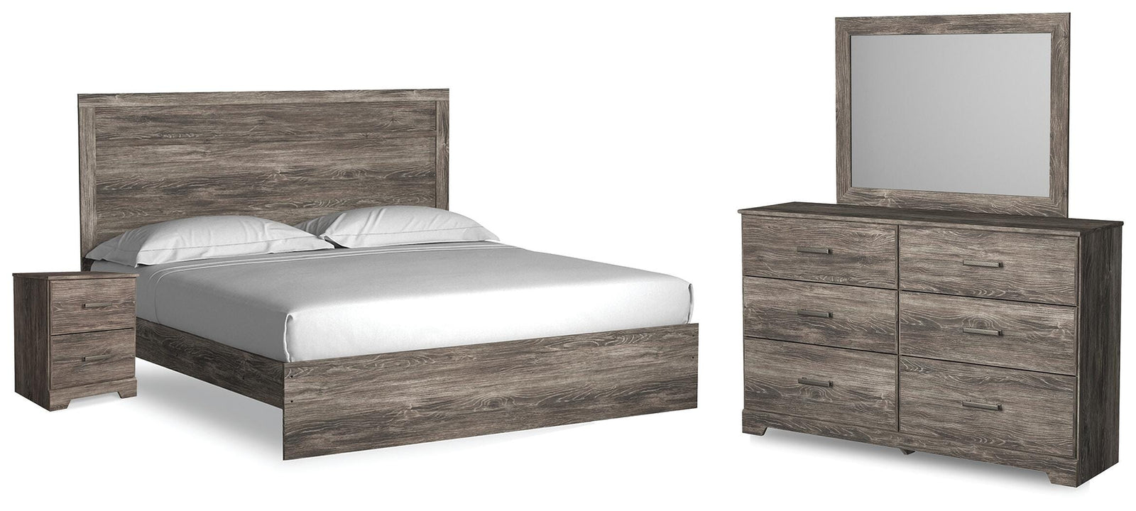 Ralinksi Panel Bed, Dresser, Mirror, and Nightstand - Gray (B2587-SI)