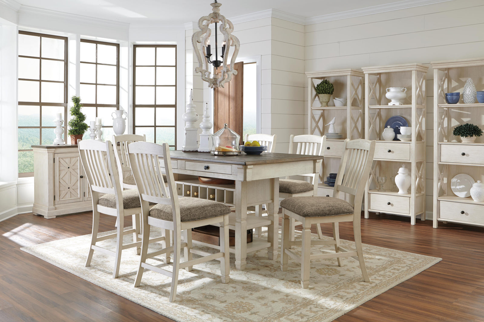 Bolanburg Counter Height Table with 6 Barstools, Server and Display Cabinet (D647-SI) - Image 21