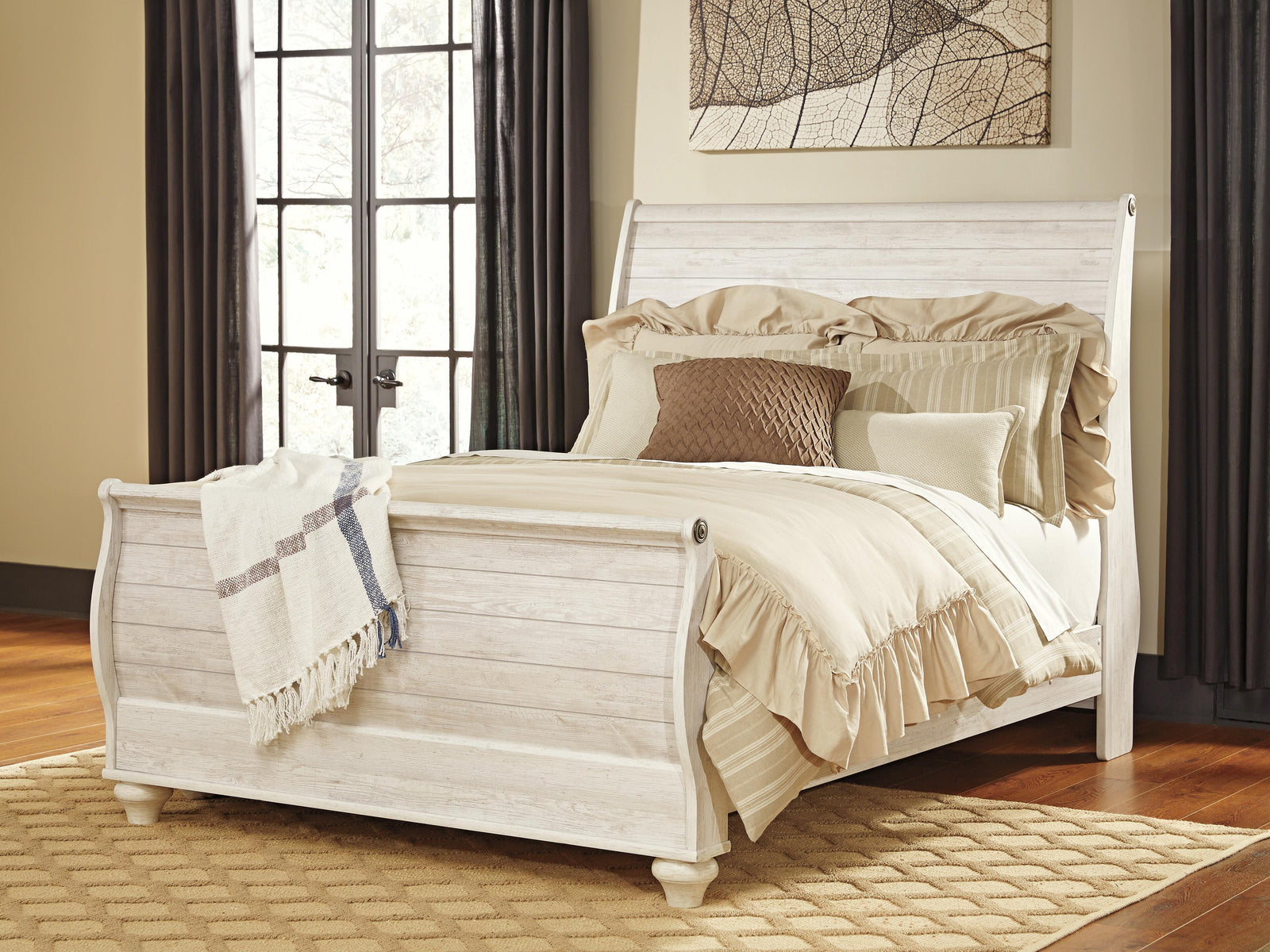 Willowton Sleigh Bed - Whitewash (B267-SI) - Image 2