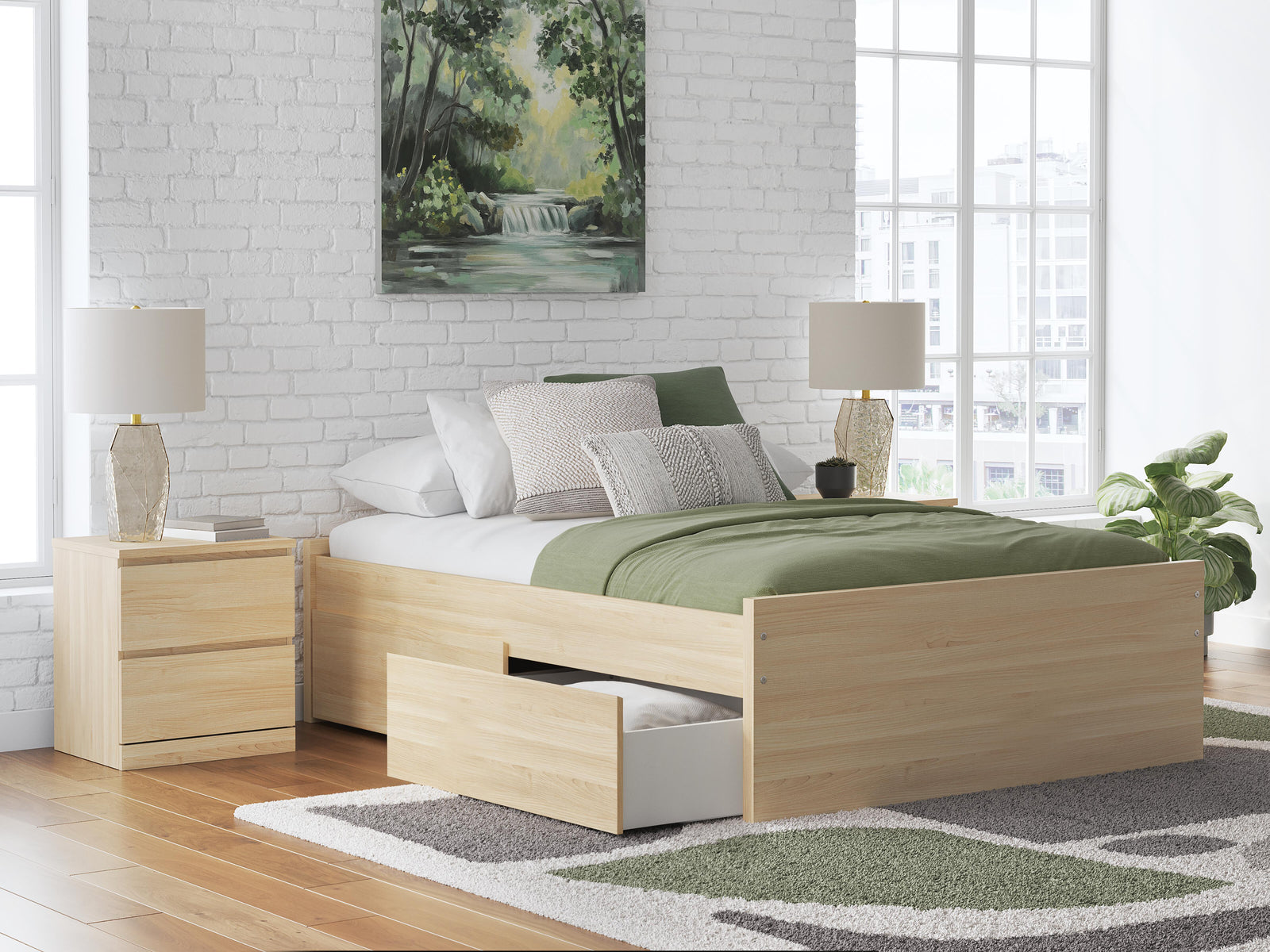 Onita Platform Bed with 2 Side Storage (Youth) - Natural (EB9632-SI) - Image 9