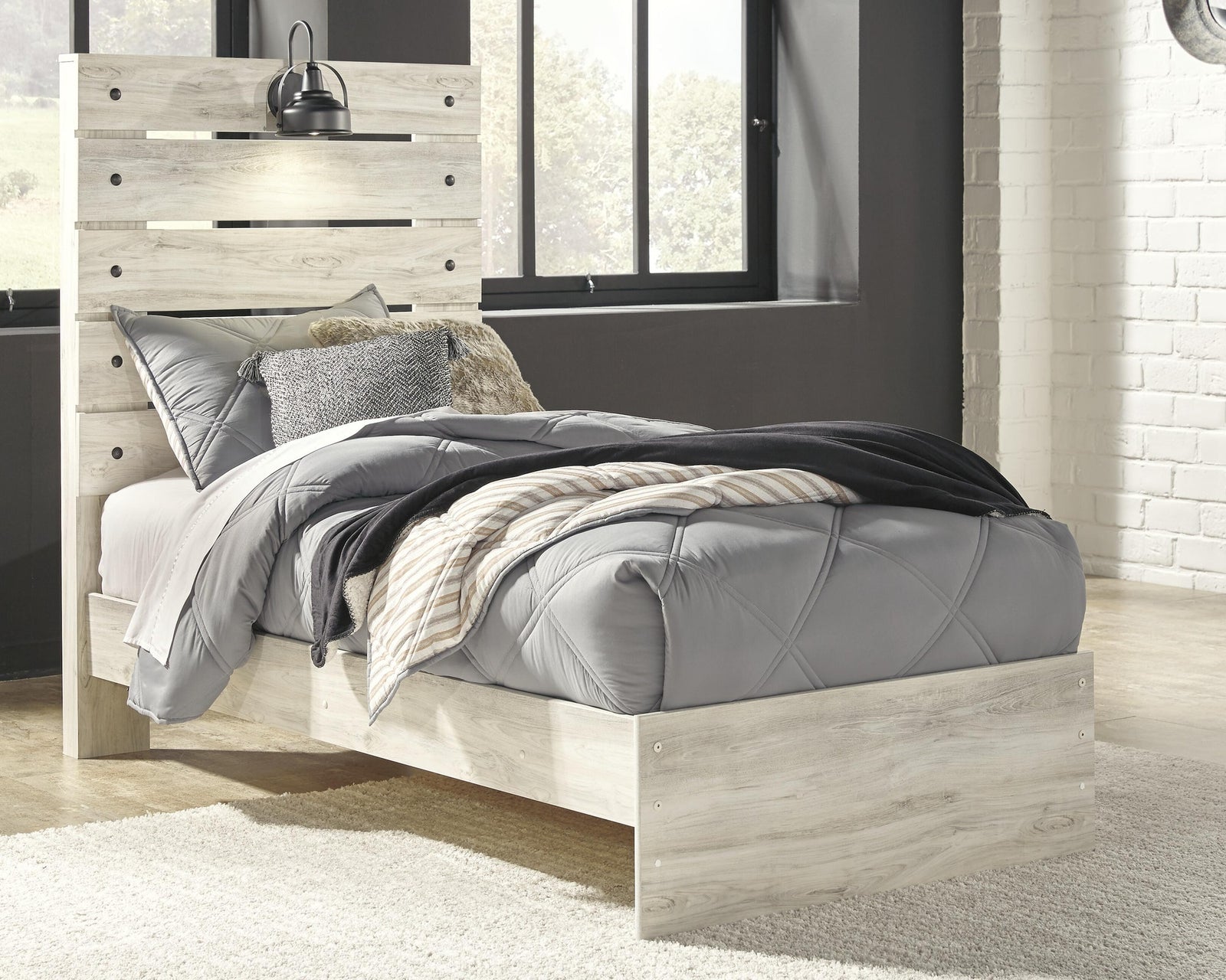 Cambeck Panel Bed (Youth) - Whitewash (B192-SI) - Image 2