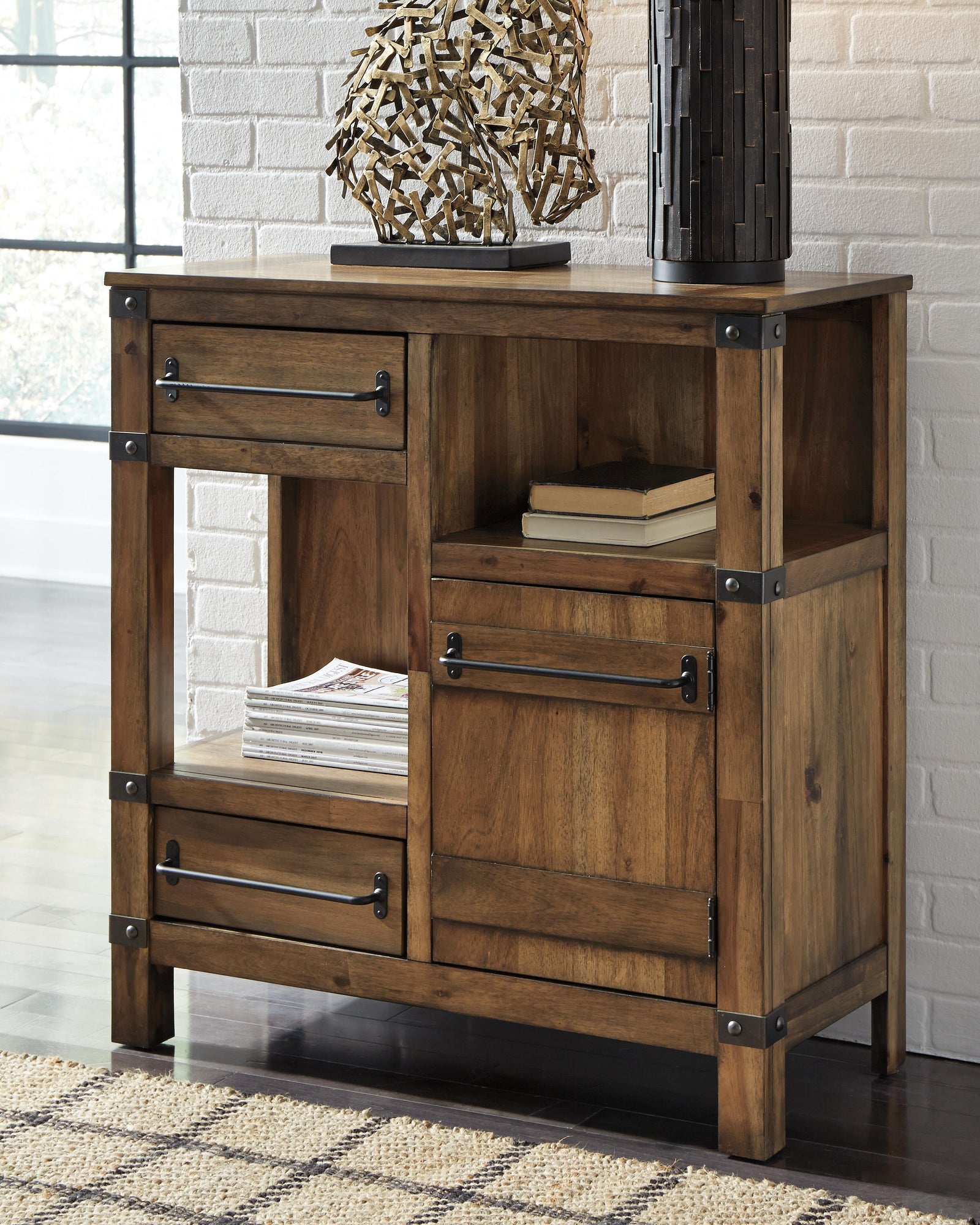 Roybeck Accent Cabinet - Light Brown/Bronze (T411-SI) - Image 2