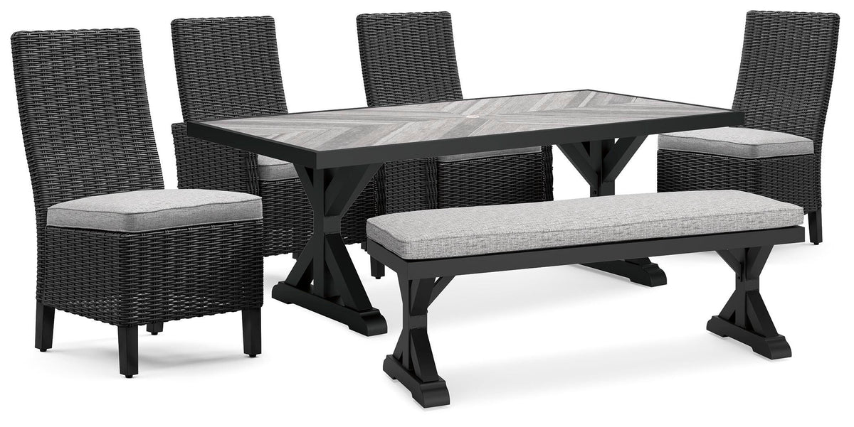 Beachcroft Outdoor Dining Table, 4 Chairs and Bench (P792-SI)
