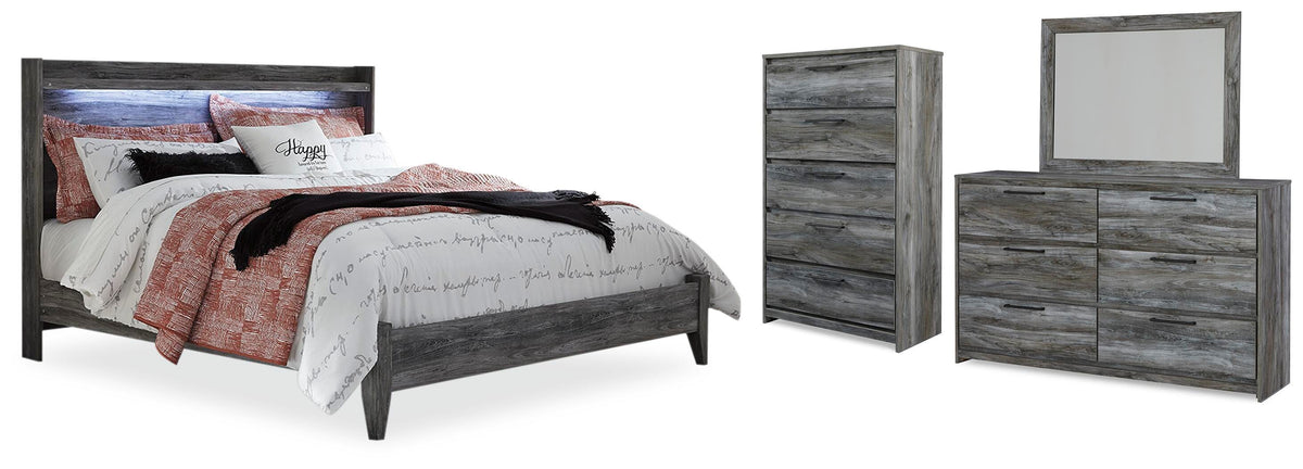 Baystorm Panel Bed, Dresser, Mirror and Chest - Gray  (B221-SI)