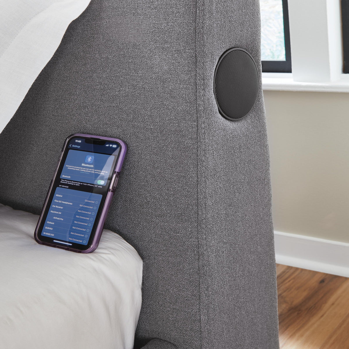 Finigale Twin Upholstered Bed with Wireless Audio (PCB2721-SI) - Image 11