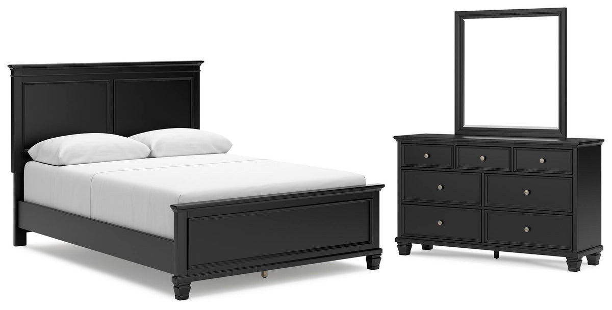 Lanolee Panel Bed, Dresser and Mirror - Black  (B687-SI)