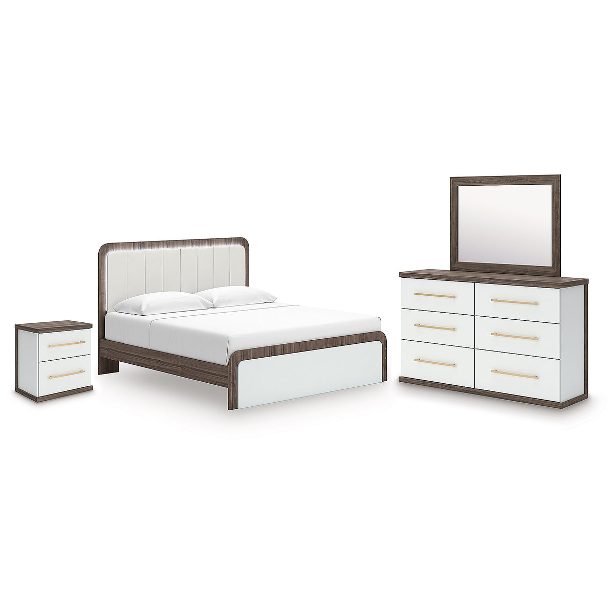 Kendanport King Platform Bed, Dresser, Mirror and Nightstand (PCB1108-SI) - Image 2