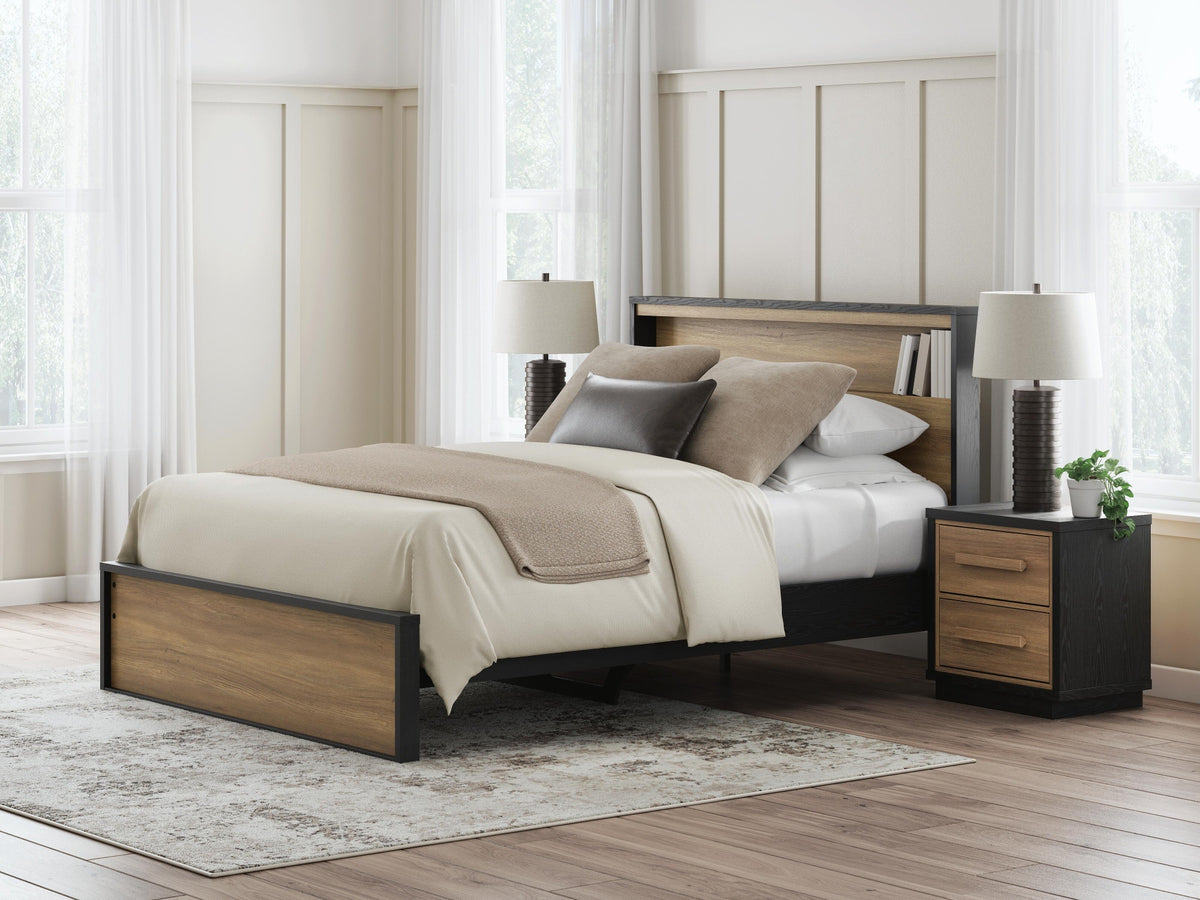 Kozmour Bookcase Complete Bed Frame - Black/Brown  (EB1460-SI) - Image 2