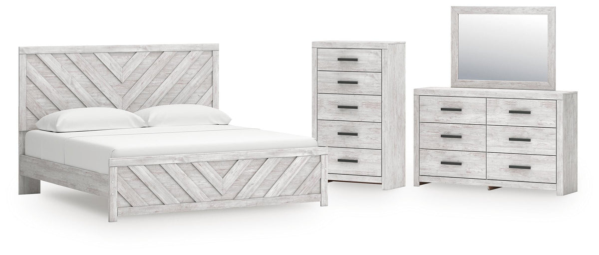 Cayboni Panel Bed, Dresser, Mirror and Chest (B3788-SI)