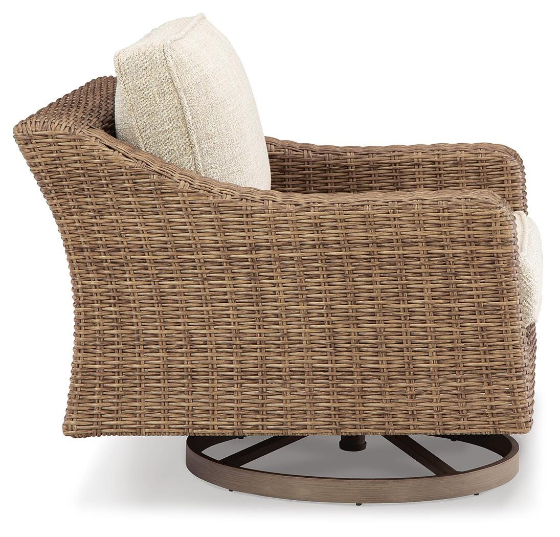 Beachcroft 4-Piece Outdoor Sectional, 2 Arm Chairs, Lounge Chair and Bench (P791-SI) - Image 10