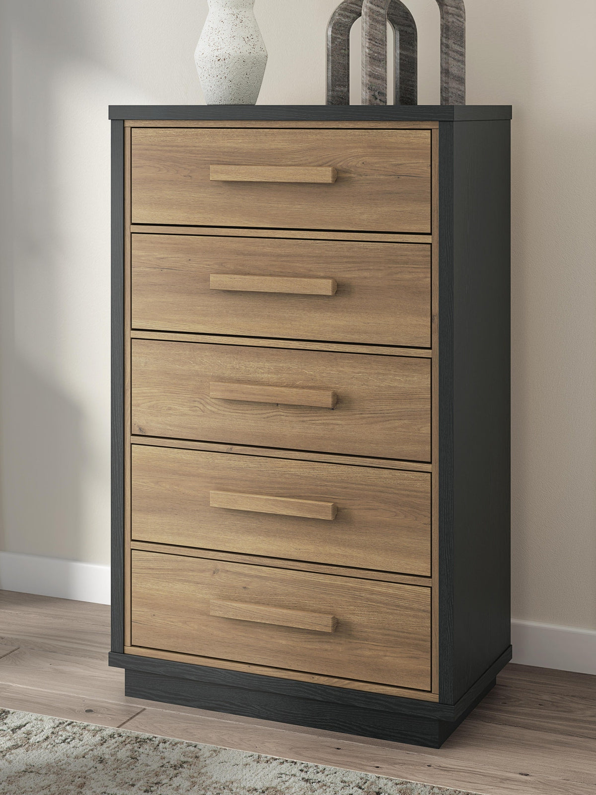 Kozmour Chest of Drawers - Black/Brown  (EB1460-SI) - Image 2