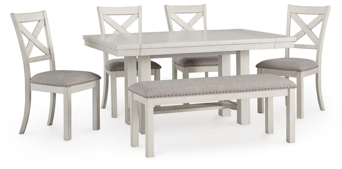Robbinsdale Dining Table, 4 Chairs and Bench (D642-SI) - Image 4