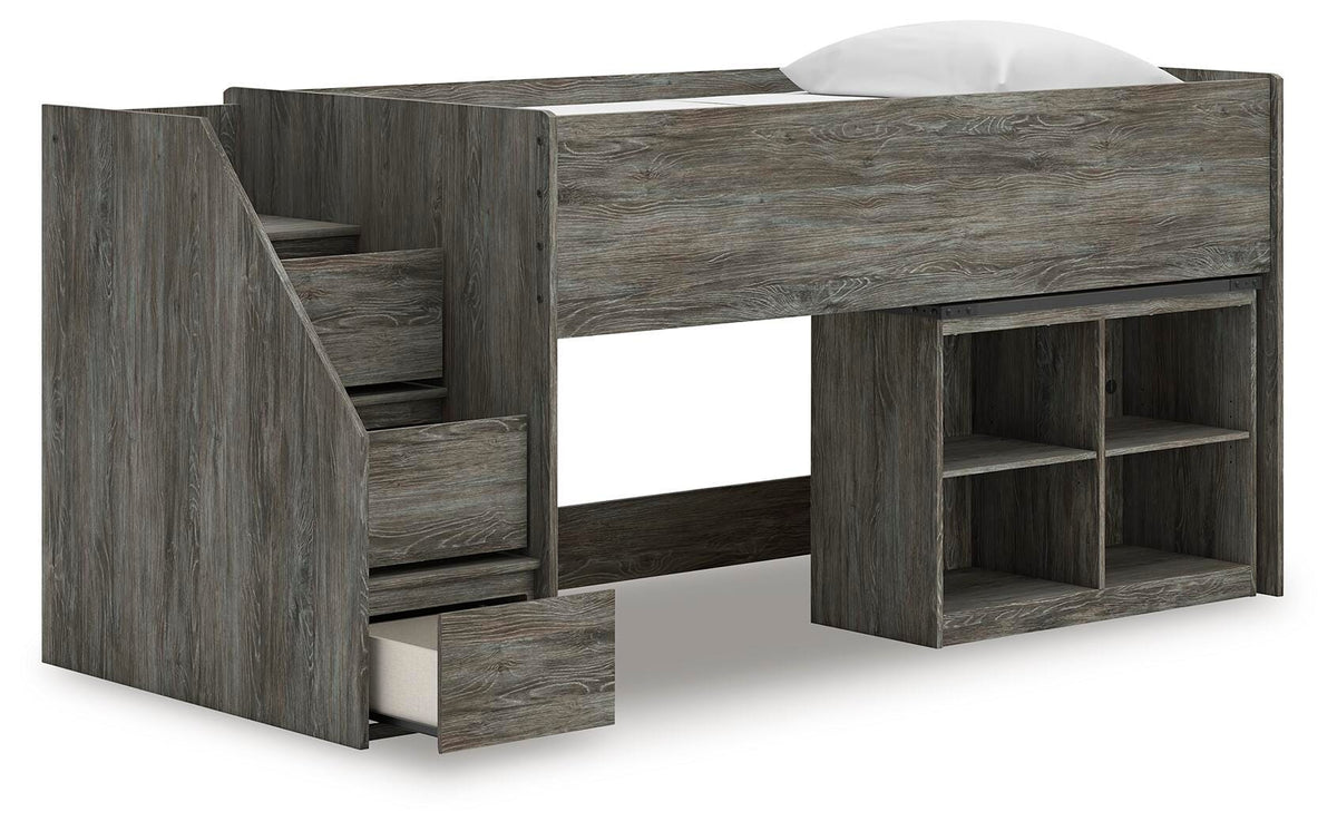 Frandern Loft Bed with Bookcase Storage (Youth) - Gray  (B4480-SI) - Image 3