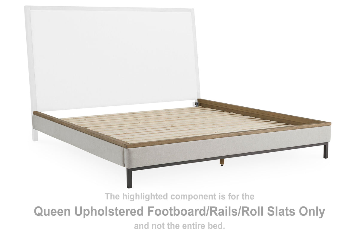 Tomtyn Upholstered Footboard/Rails/Roll Slats - Light Brown  (B622-SI)