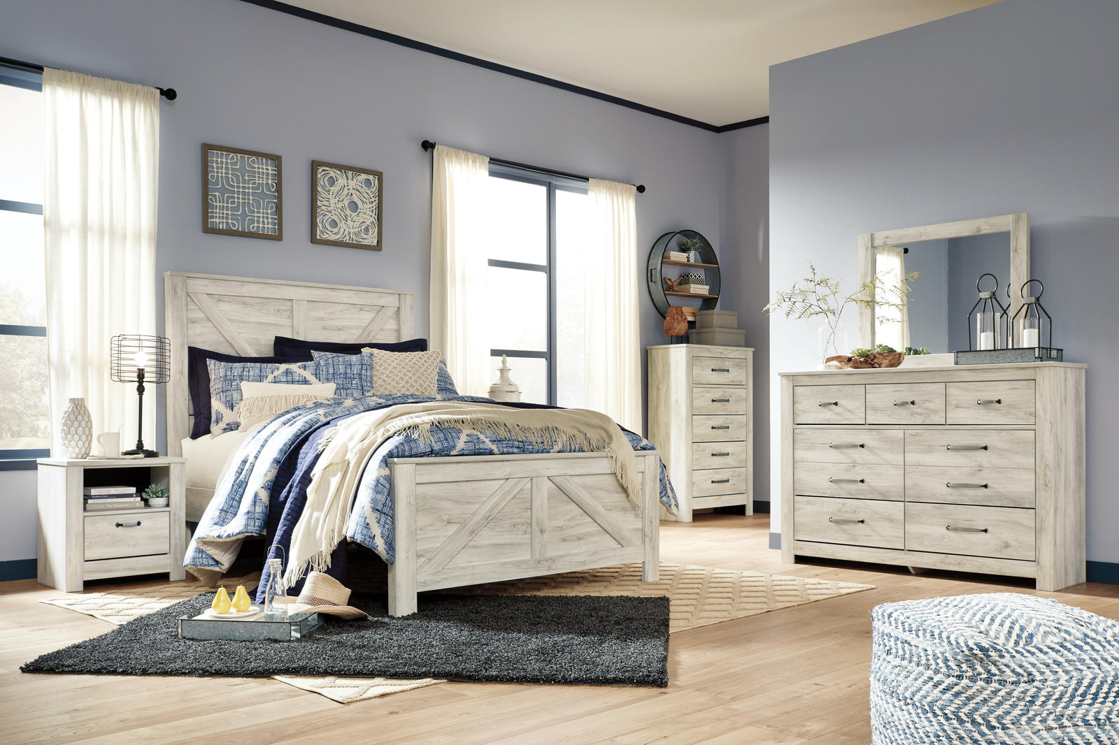 Bellaby Crossbuck Panel Bed - Whitewash  (B331-SI) - Image 7
