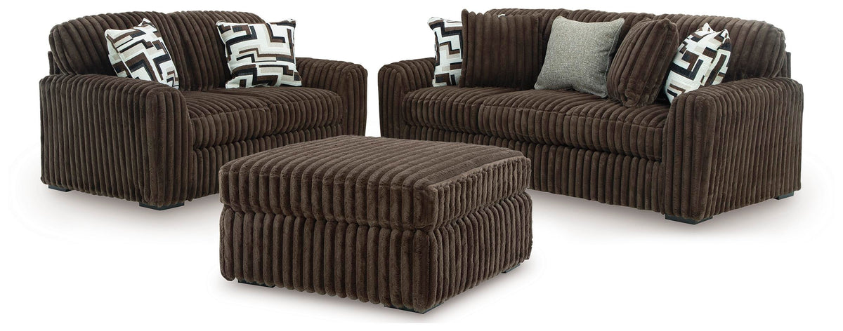 Midnight-Madness Sofa, Loveseat and Oversized Accent Ottoman (98104-SI)