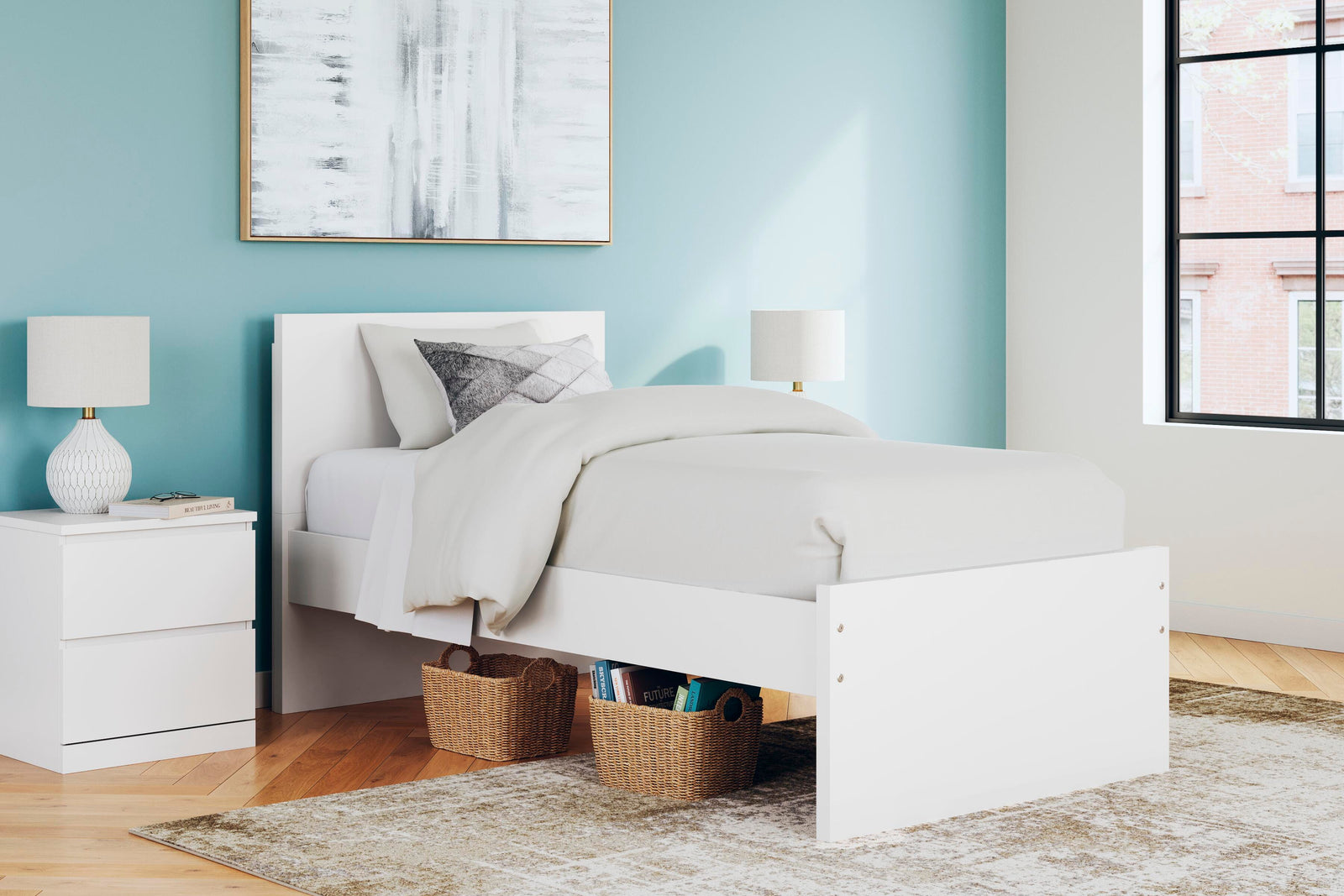 Onita Panel Platform Bed (Youth) - White  (EB9630-SI) - Image 8