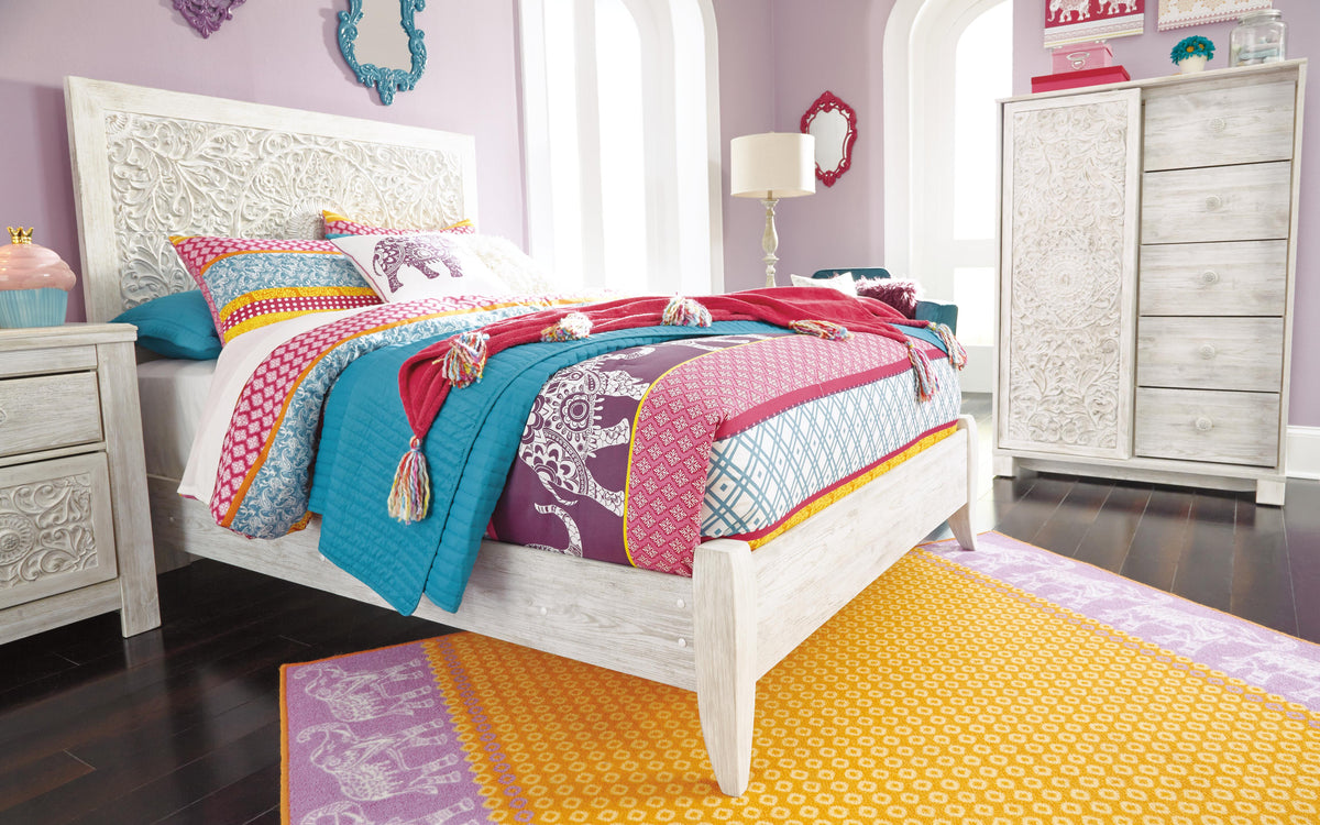 Paxberry Panel Headboard (Youth) - Whitewash  (B181-SI) - Image 7