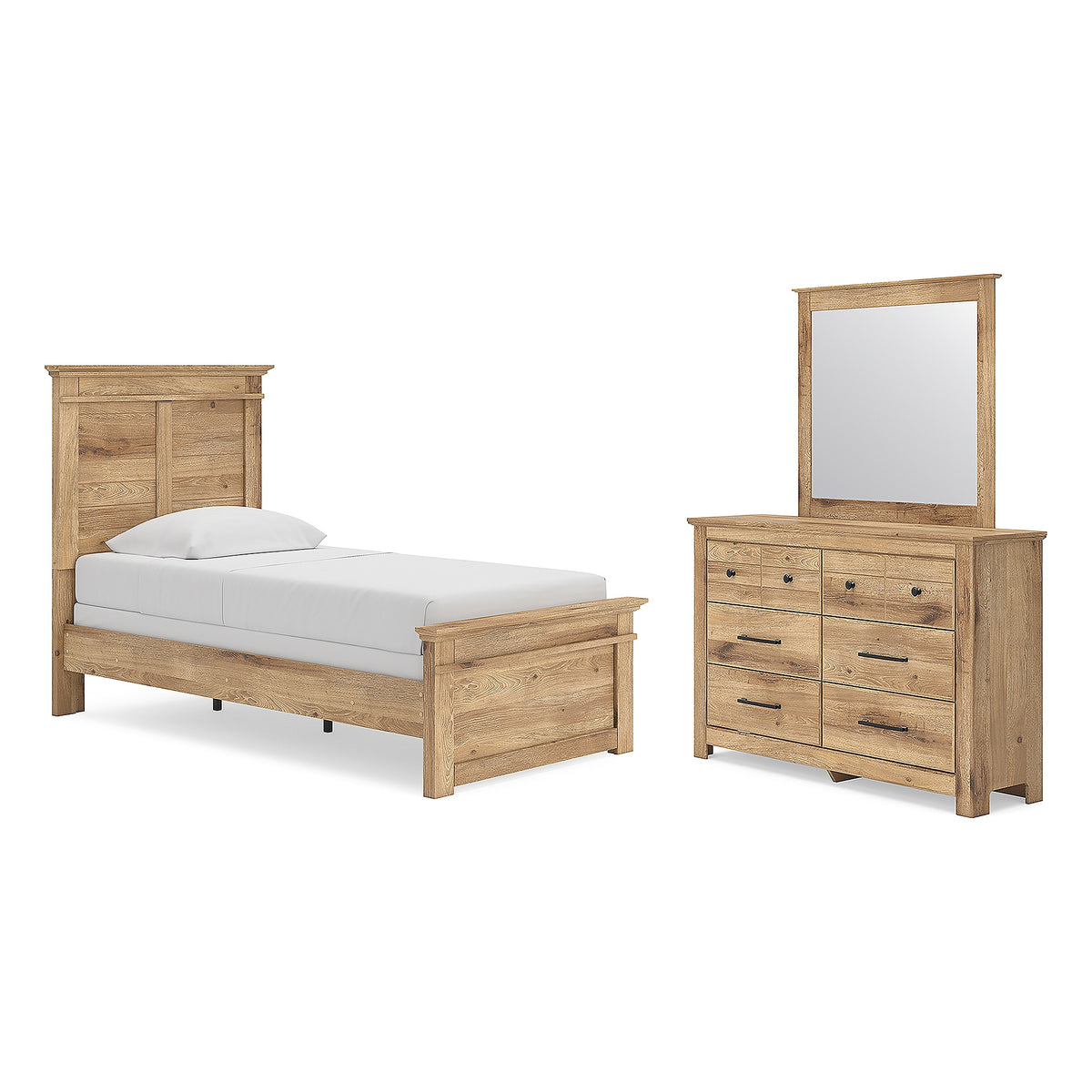 Makidern Twin Panel Bed, Dresser and Mirror (PCB1170-SI)