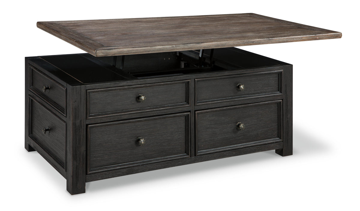 Tyler Creek Coffee Table with Lift Top - Grayish Brown/Black  (T736-SI) - Image 10