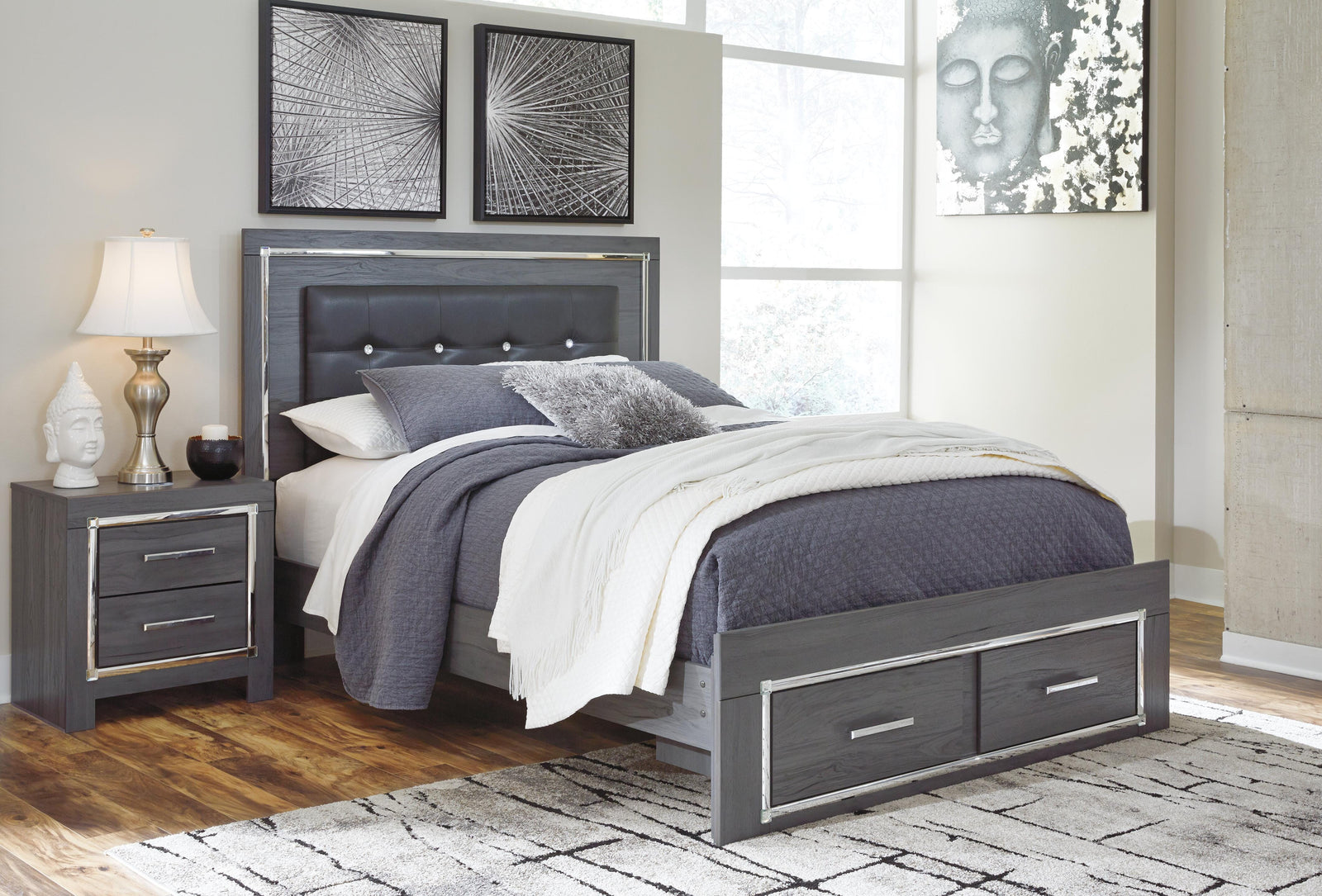 Lodanna Storage Bed and Nightstand - Gray  (B214-SI) - Image 5