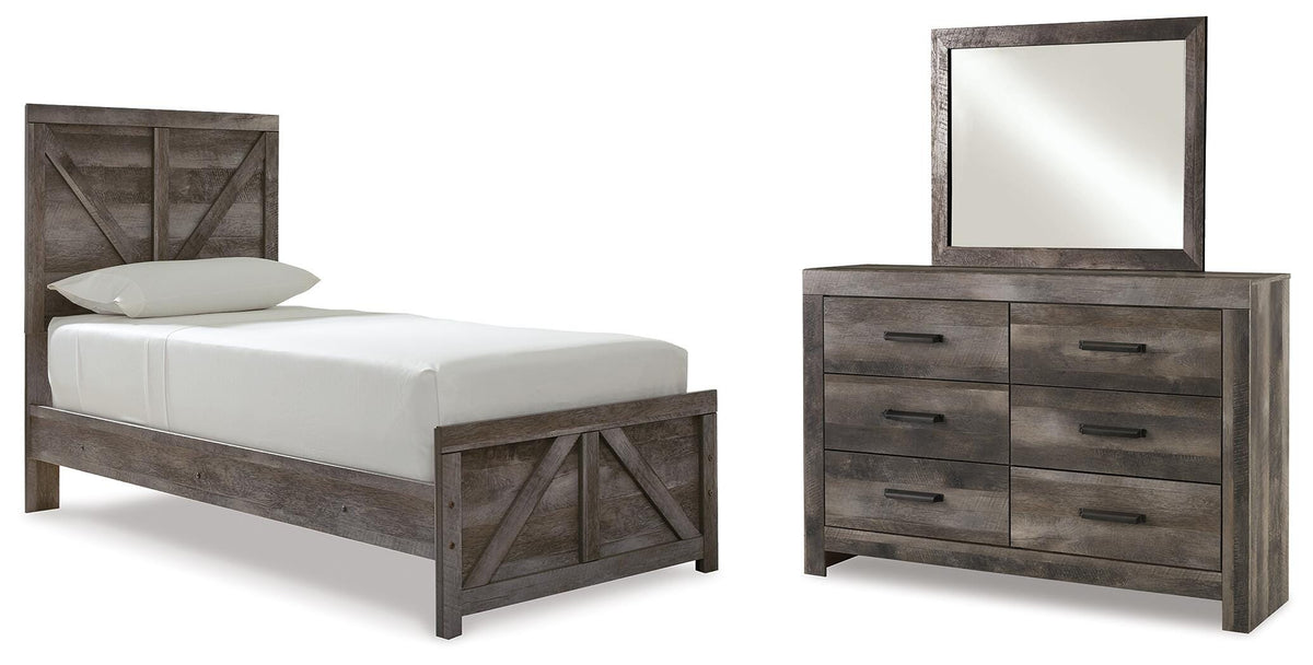 Wynnlow Crossbuck Panel Bed, Dresser and Mirror (B440-SI)