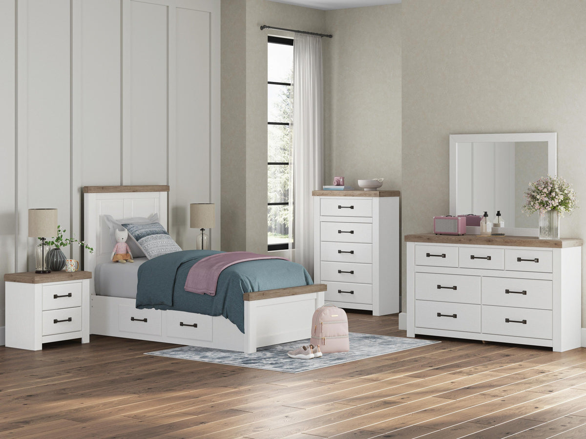 Savonport Twin Panel Bed with Storage (Youth) - White/Brown  (B4615-SI) - Image 11