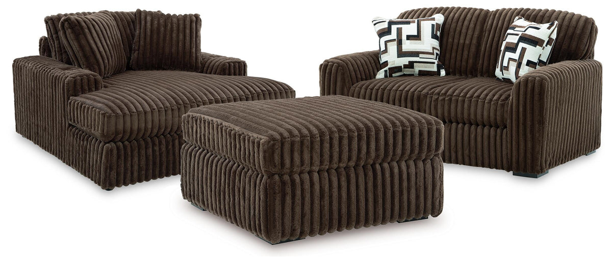 Midnight-Madness Loveseat, Oversized Chaise and Ottoman (98104-SI)