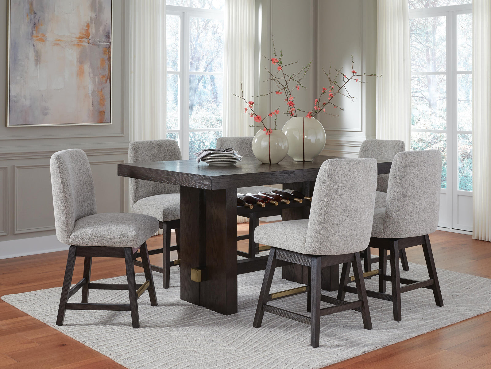 Burkhaus Counter Height Dining Table and 6 Barstools (D984-SI) - Image 3
