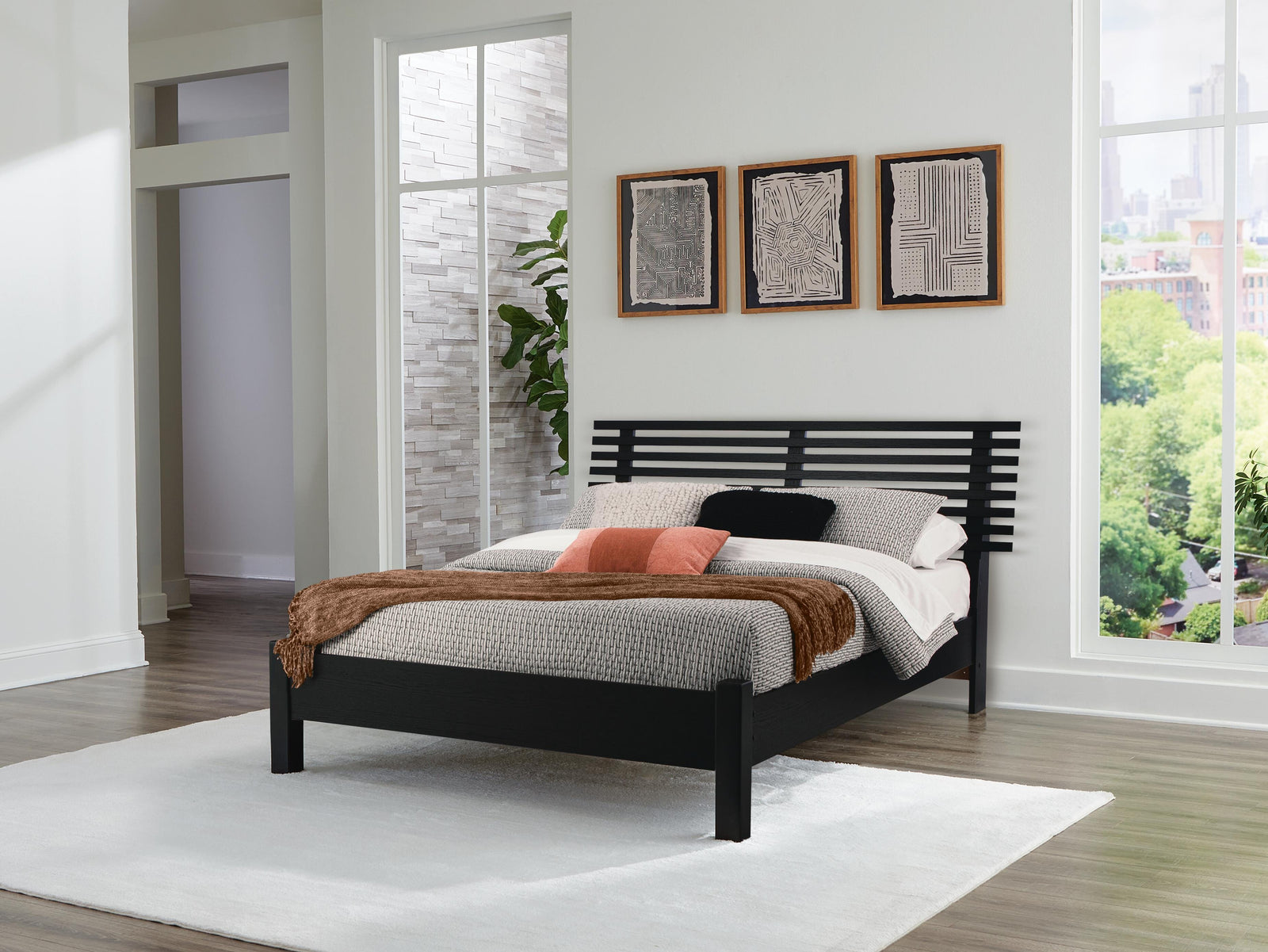 Danziar Panel Slat Bed, Dresser and Mirror (B1013-SI) - Image 9