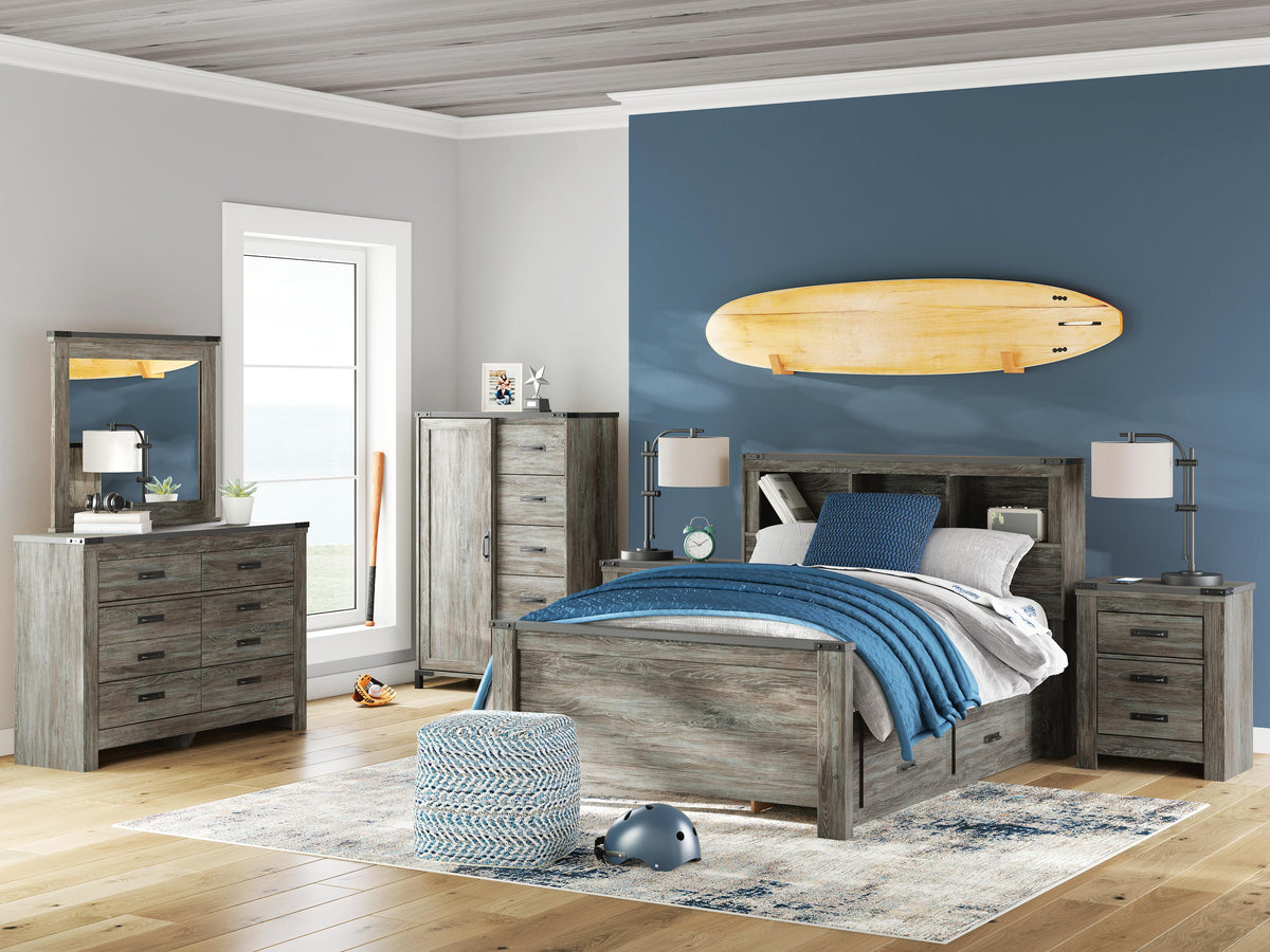 Frandern Bookcase Panel Bed - Gray  (B4480-SI)