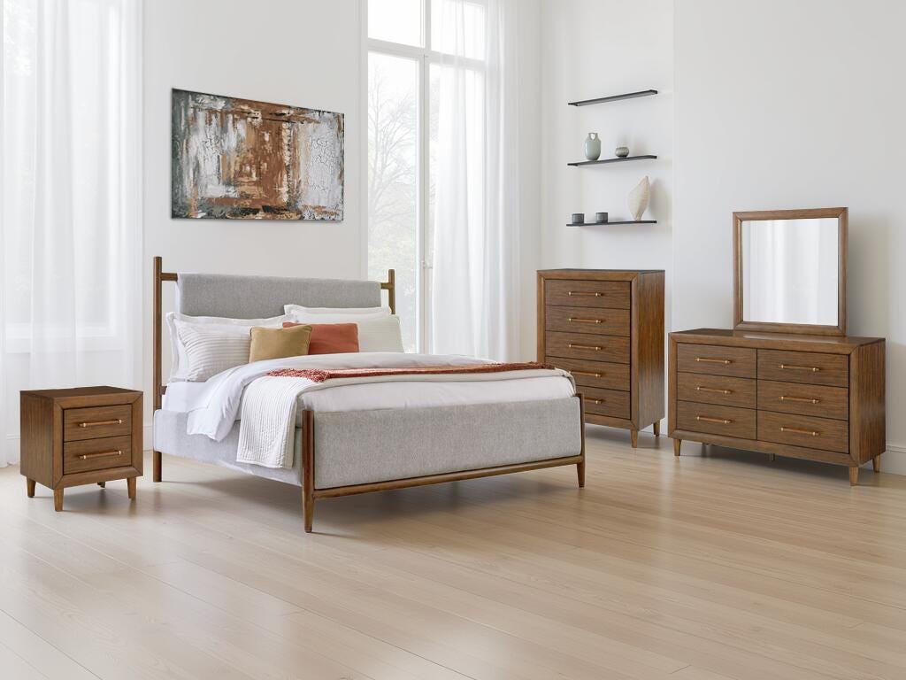 Lyncott Upholstered Panel Bed - Brown  (B615-SI) - Image 3
