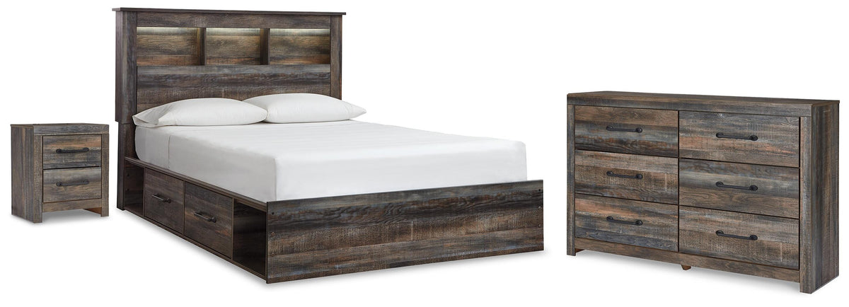 Drystan Bookcase Bed with Storage, Dresser and Nightstand (B211-SI)